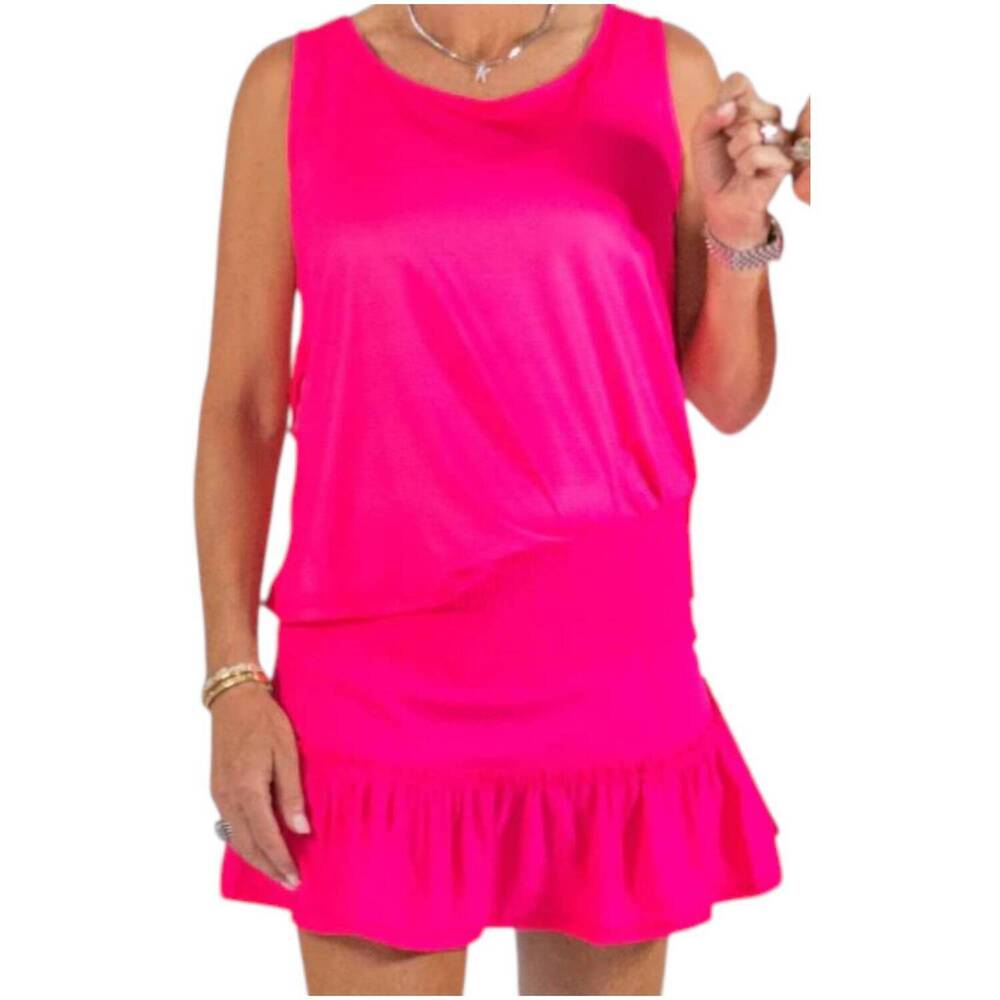 NEW THE BUBBLE ruffle back tank top in raspberry pink